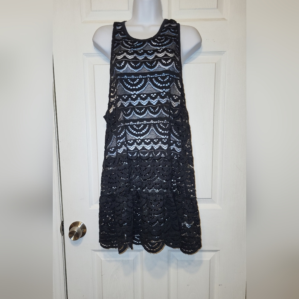 Miken Womens  large swimwear, Beach Casual Cover-up black Lacey Cruisewear